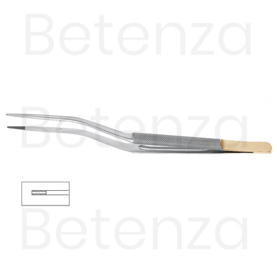 Tebbetts Bayonet Forceps, 7.75 in (19.5cm), Brown Teeth